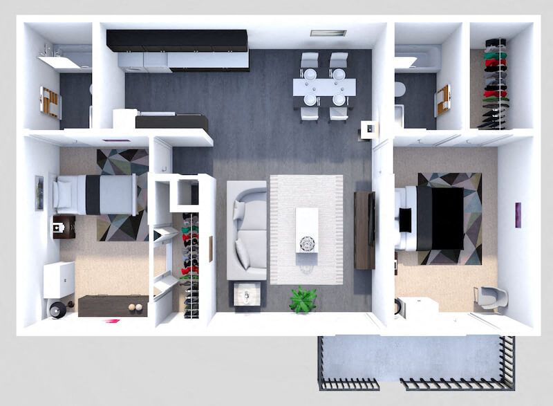 B2  2 BEDROOM 2 BATH floor plan